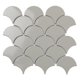 мозаика Fan Shape Light Grey Glossy