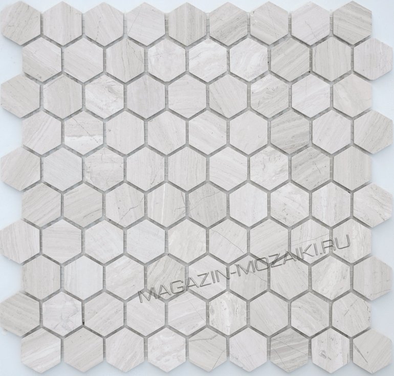 мозаика Travertino silver MAT hex  18x30x6