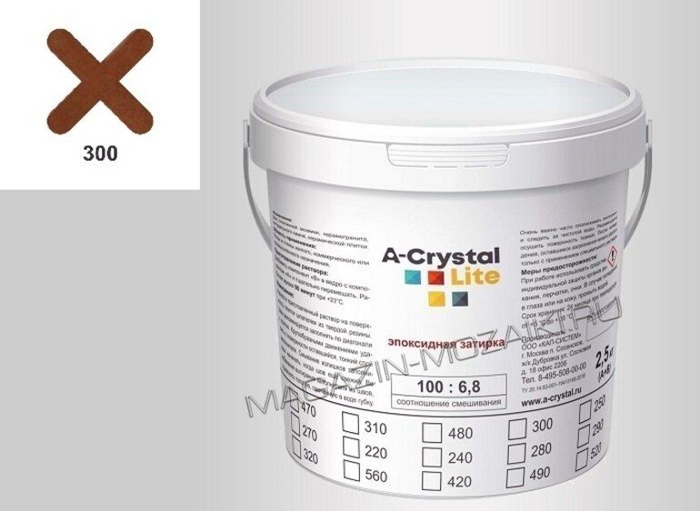 Эпоксидная затирка для швов А-кристал Лайт 300 2.5 КГ
