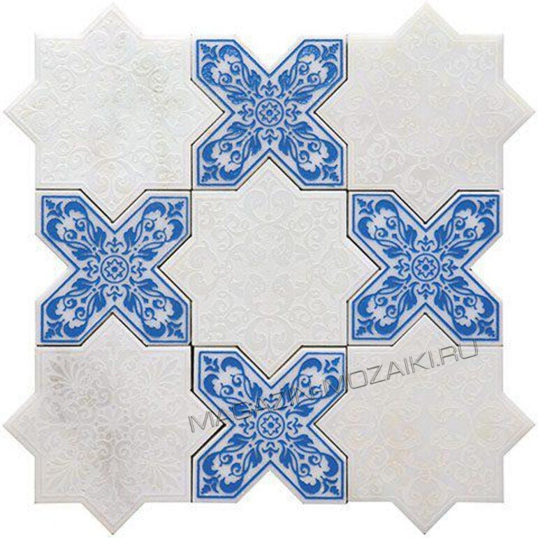напольная плитка-мозаика PNT (WHITE-BLUE)